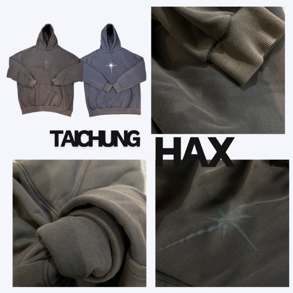 刷毛水洗十字星帽T 