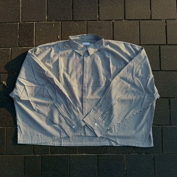 韓國寬短條紋襯衫 