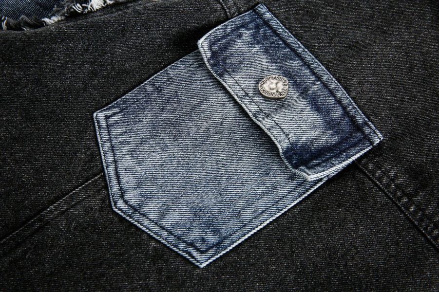 韓國拼接牛仔襯衫 