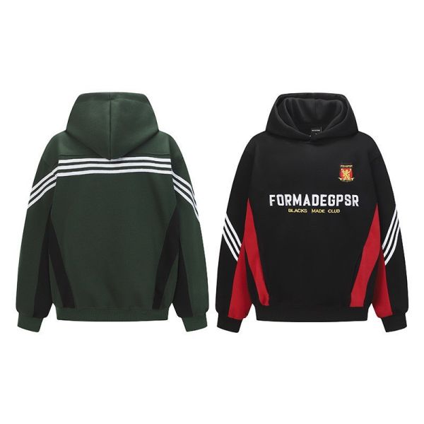 拼接三線賽車帽T 