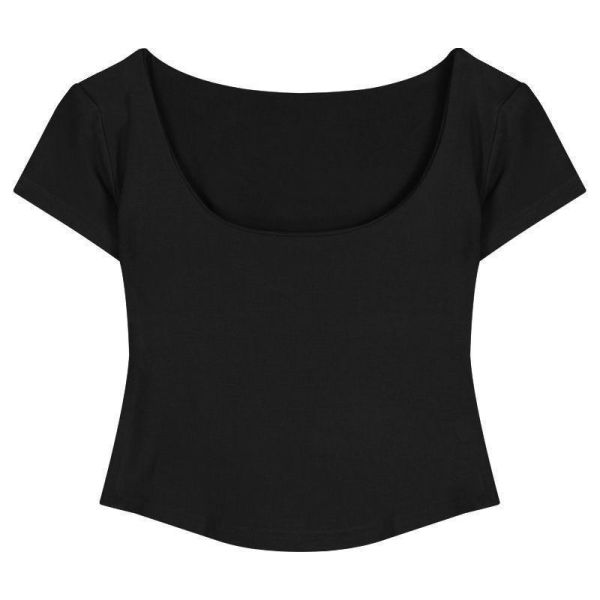 性感修身圓弧短版T(胸墊) 