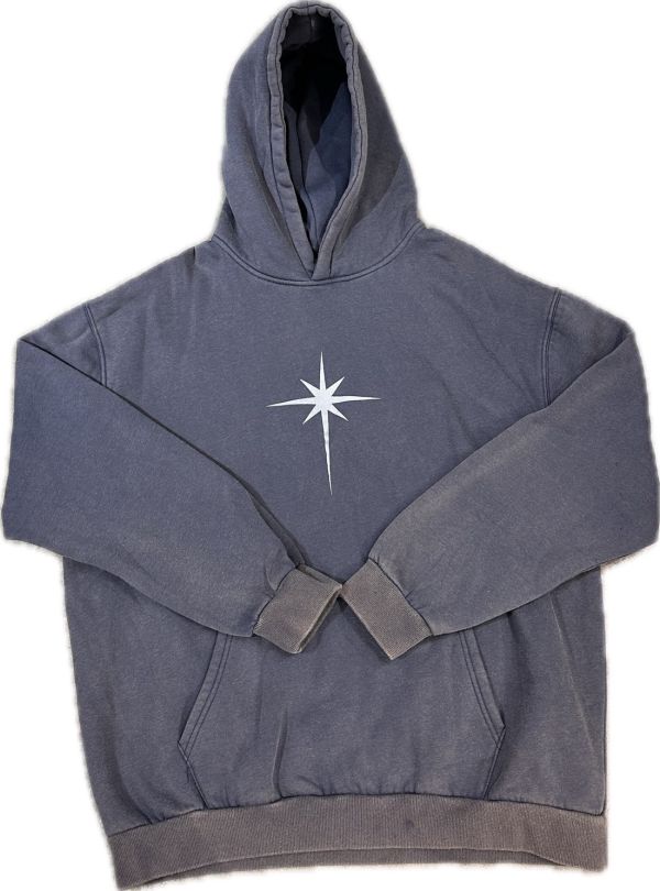 刷毛水洗十字星帽T 