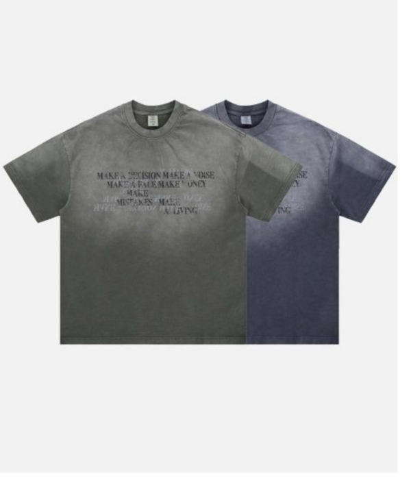 水洗字母漸層短T 