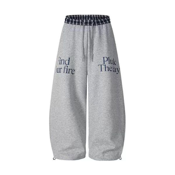 褲頭拼接棉質彎刀褲 