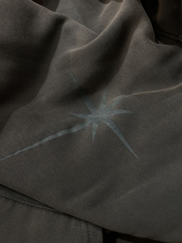 刷毛水洗十字星帽T 