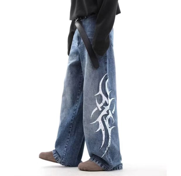 閃電水洗直筒牛仔 