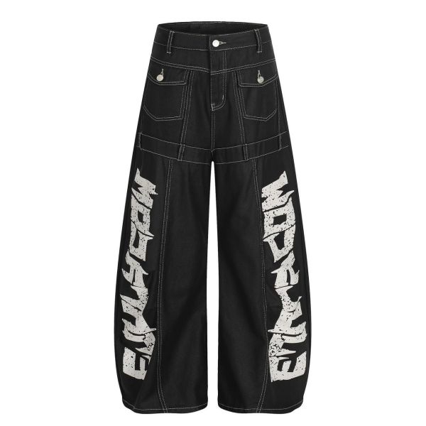 反車線字母彎刀褲 