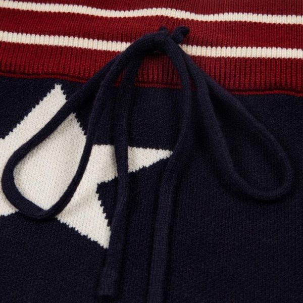 綁帶條紋星星平口短T 