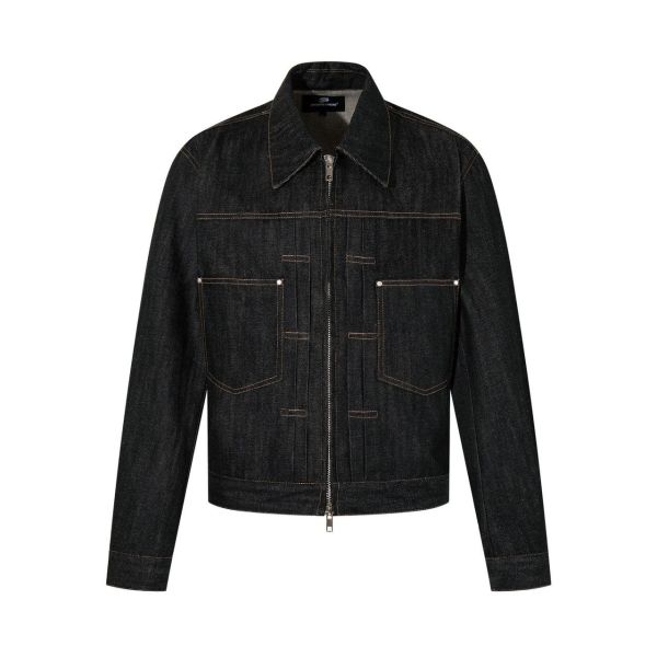 原色黑單寧短版外套 