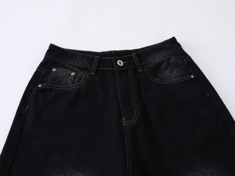 膝刷豹紋七分褲 