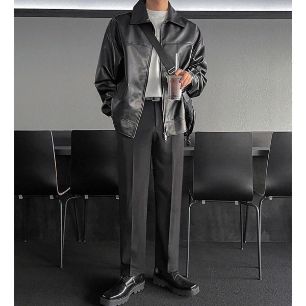 CLEAN翻領機車外套 