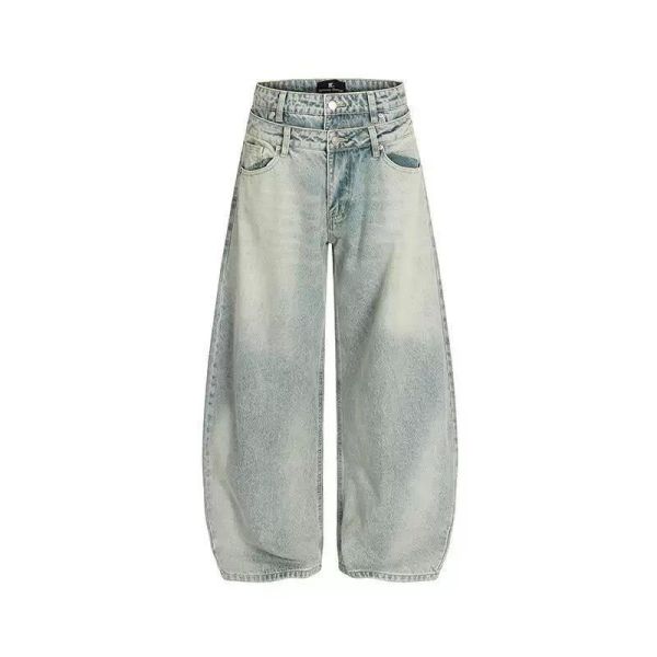 刷白素面彎刀褲 