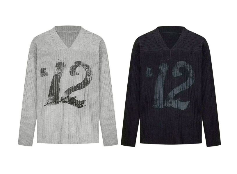 美式復古V領坑條毛衣 