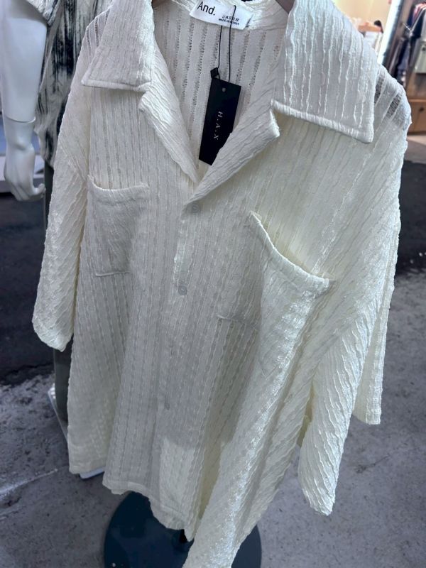 韓國簍空素面襯衫 