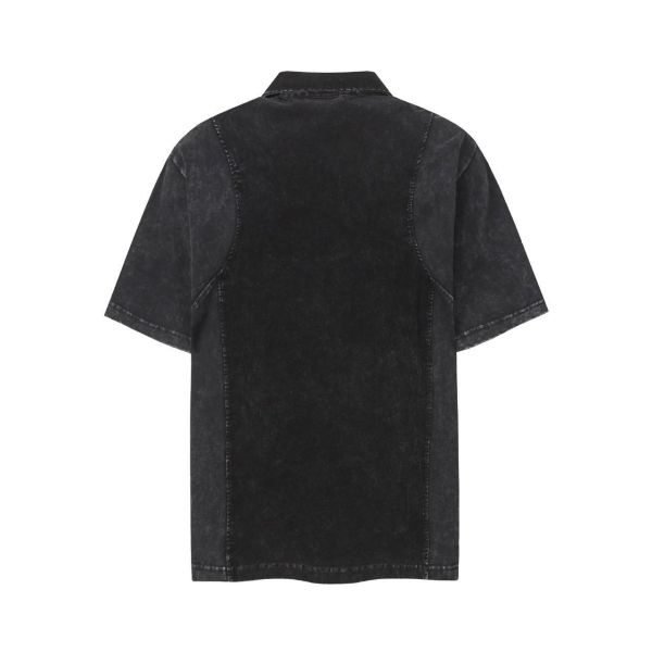 POLO立領水洗拼色短T 