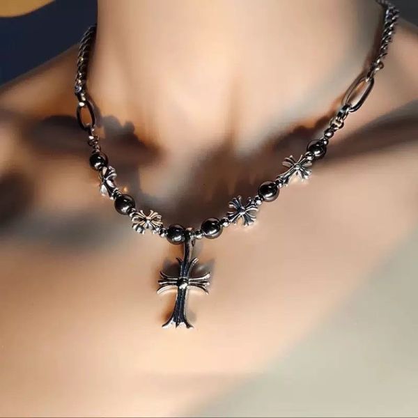 克羅心黑耀石鈦鋼鍊 