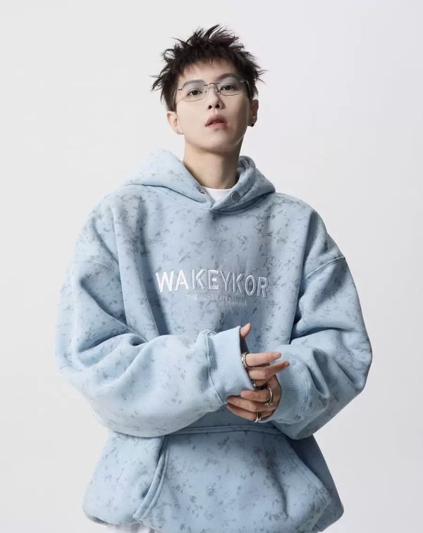 WAKEY扎染髒髒刷毛帽T 