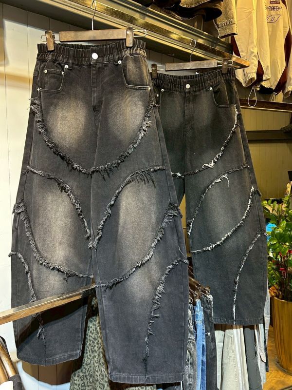 韓國毛邊彎刀褲 