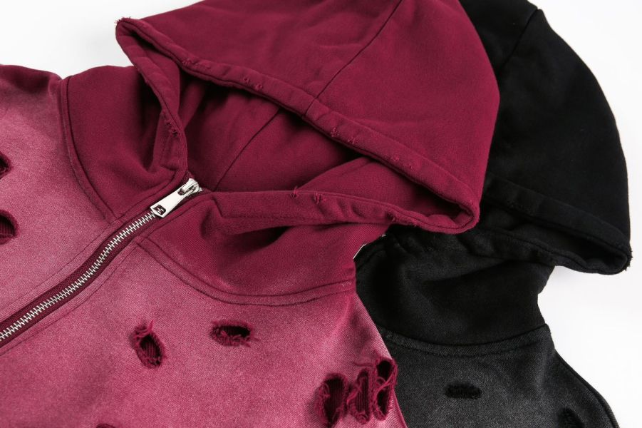 美式破壞漸層帽T 