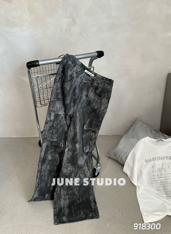 洗水扎染髒髒工裝褲 