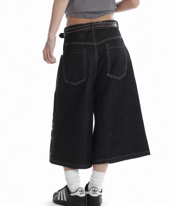 美式火焰七分牛仔褲 