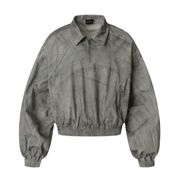 美式廢土風水洗翻領上衣 