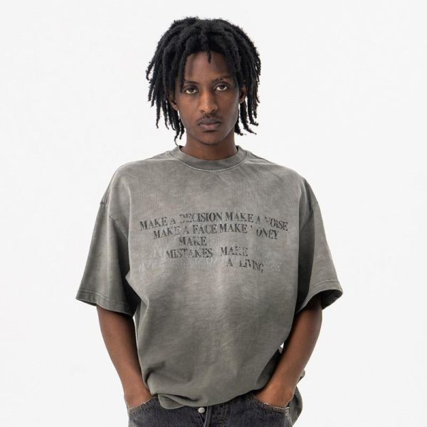 水洗字母漸層短T 