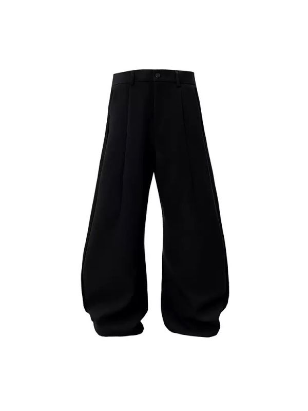 韓版褶皺高質感西裝彎刀褲 