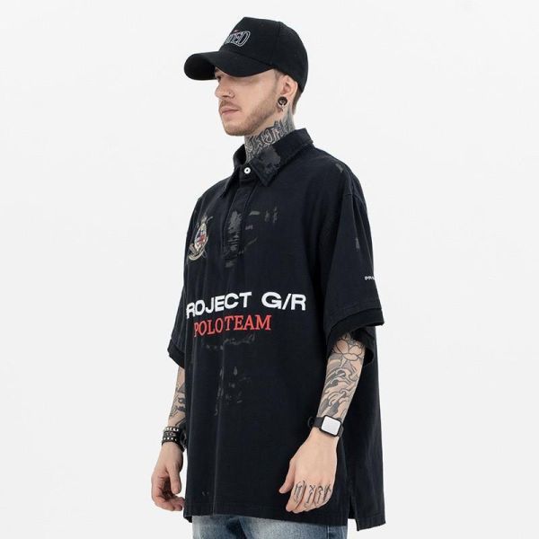 美式髒漆POLO短T 