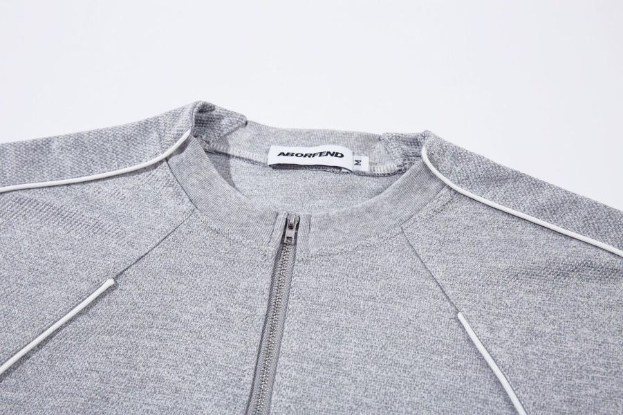 BOXY胸拉鍊解構短T 