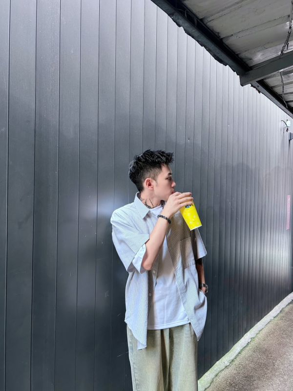 美式直條紋襯衫 