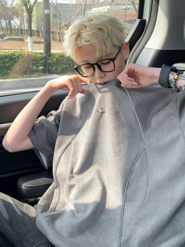 麂皮星解構反光短T 