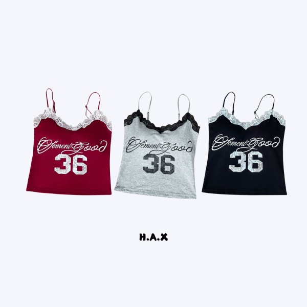 蕾絲拼色數字背心 