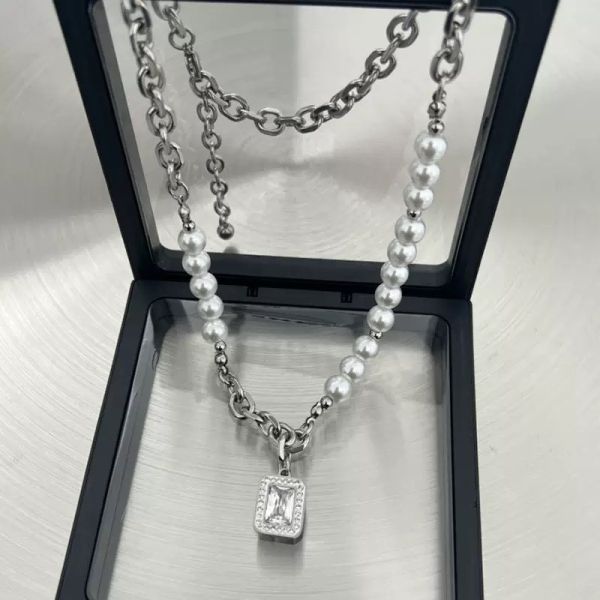 珍珠方鑽項鍊 