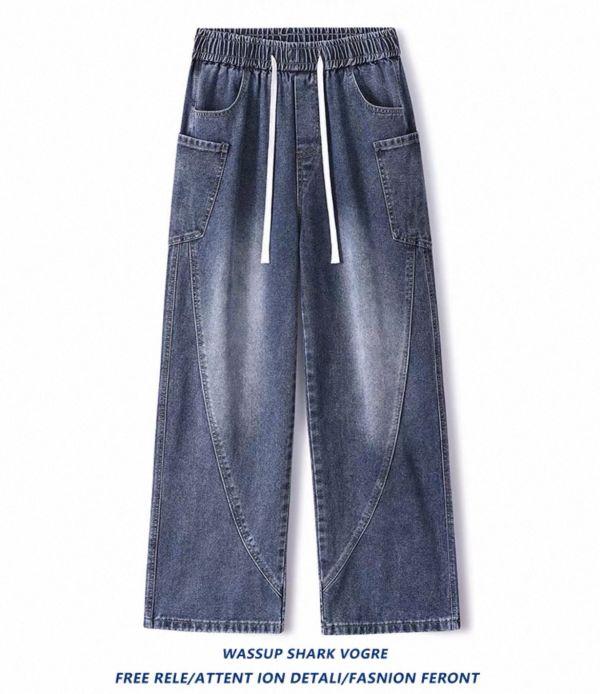 口袋直筒牛仔褲 