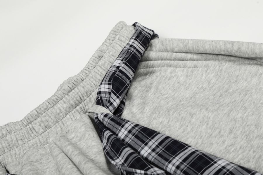 美式格紋棉質彎刀褲 