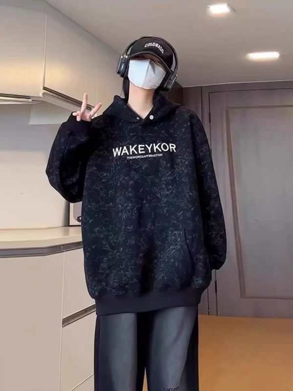 WAKEY扎染髒髒刷毛帽T 