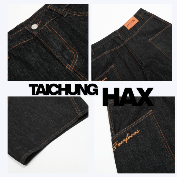 刺繡單寧解構彎刀褲 