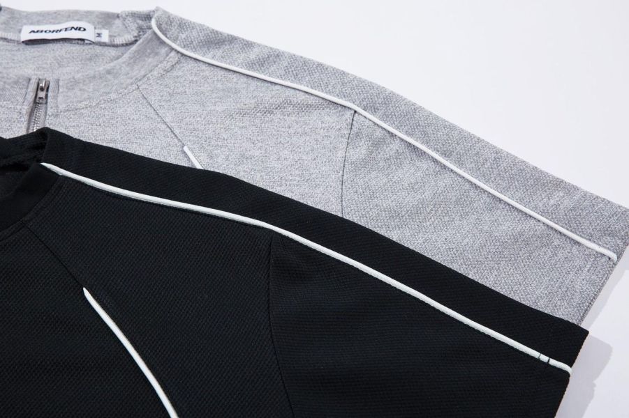 BOXY胸拉鍊解構短T 