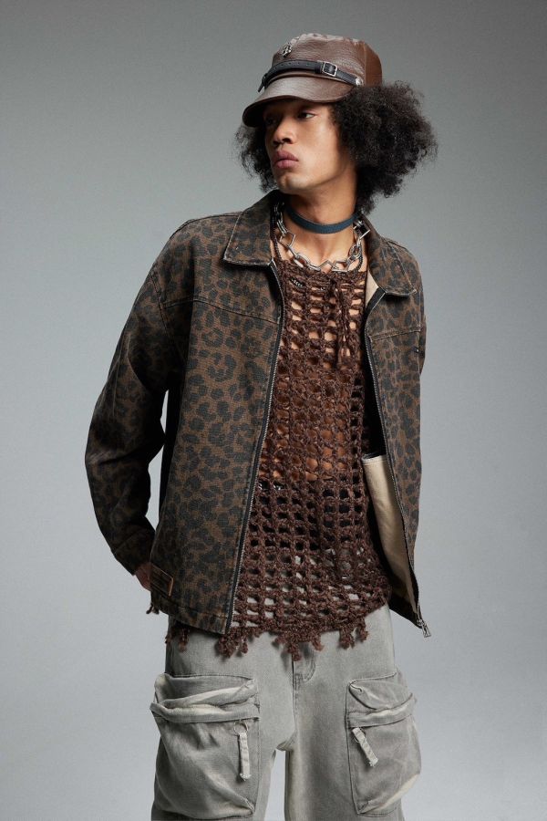 短板花豹紋外套 