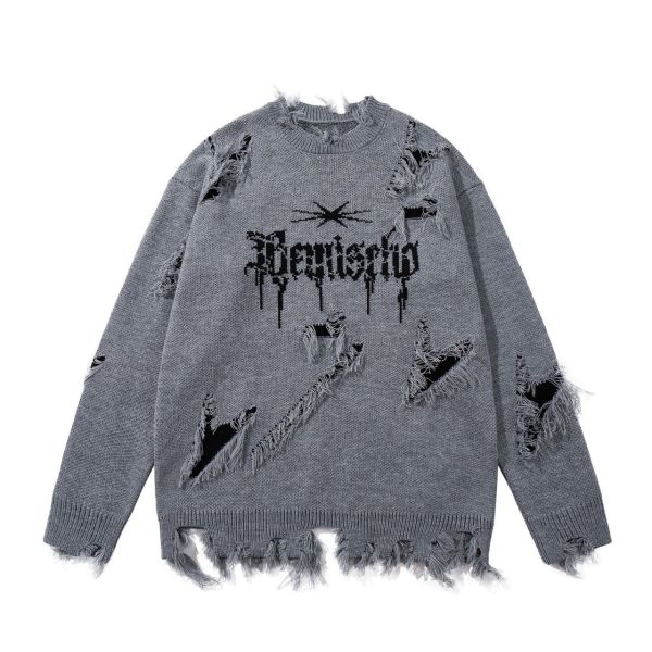 美式字母破壞針織 