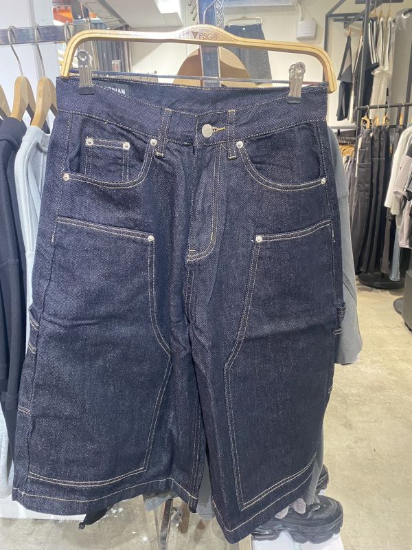 車線單寧七分褲 