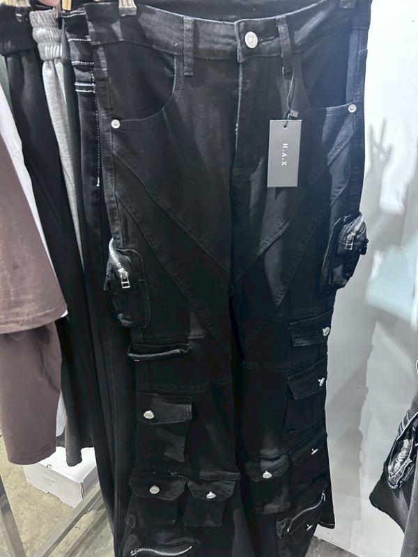 女版高磅工裝喇吧褲 