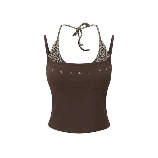 美式雙層辣妹豹紋背心 