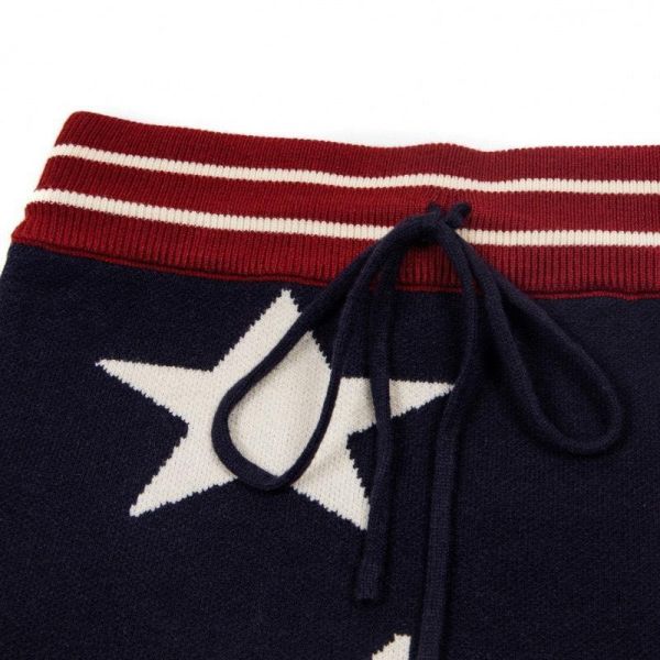 綁帶條紋星星平口短T 