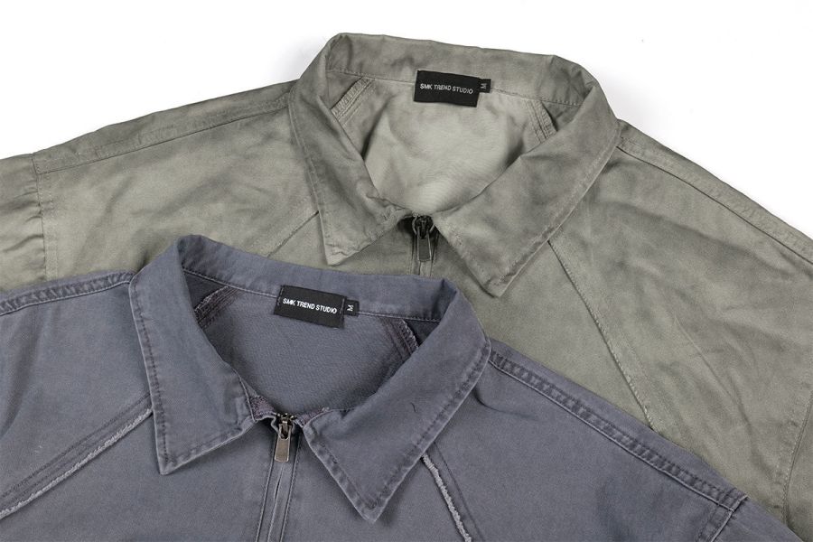 美式廢土風水洗翻領上衣 