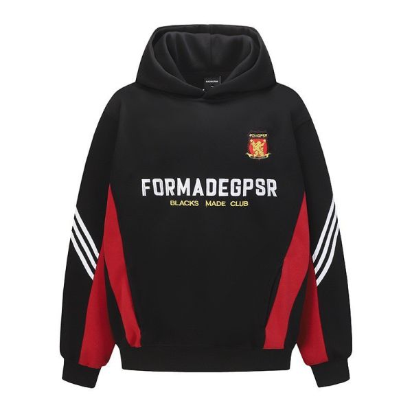 拼接三線賽車帽T 