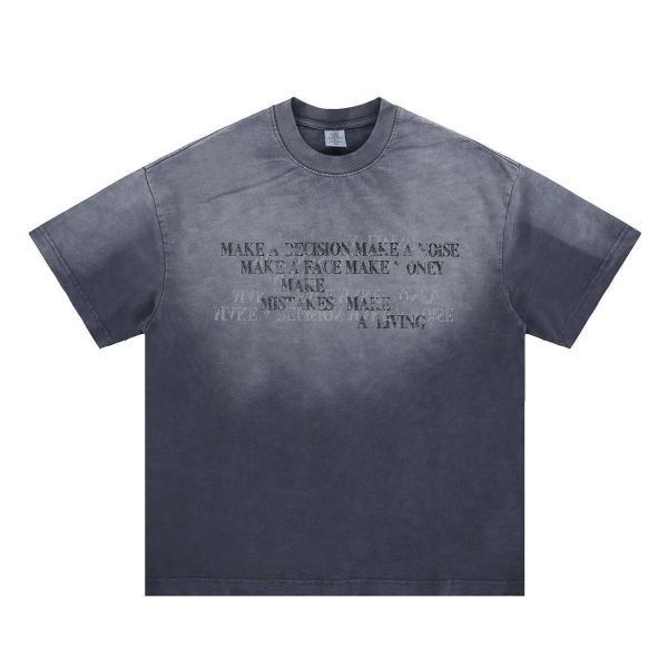 水洗字母漸層短T 