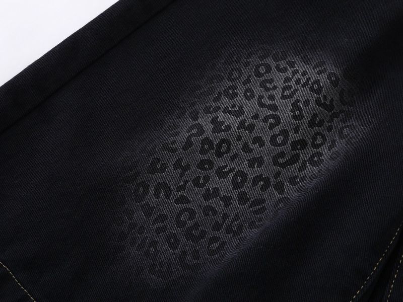 膝刷豹紋七分褲 