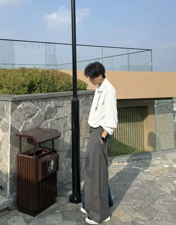 老錢打摺復古西裝褲 